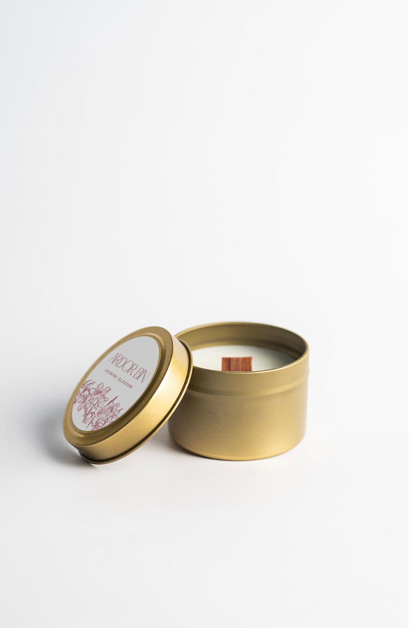 Jasmine Blossom Gold Travel Candle - Ardor Bin